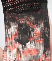 Bottega Veneta® Petale New Red Nero Silk Graphic Fence Print Dress Bottega Veneta® Petale New Red Nero Silk Graphic Fence Print Dress