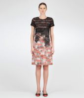Bottega Veneta® Petale New Red Nero Silk Graphic Fence Print Dress Bottega Veneta® Petale New Red Nero Silk Graphic Fence Print Dress