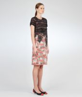 Bottega Veneta® Petale New Red Nero Silk Graphic Fence Print Dress Bottega Veneta® Petale New Red Nero Silk Graphic Fence Print Dress