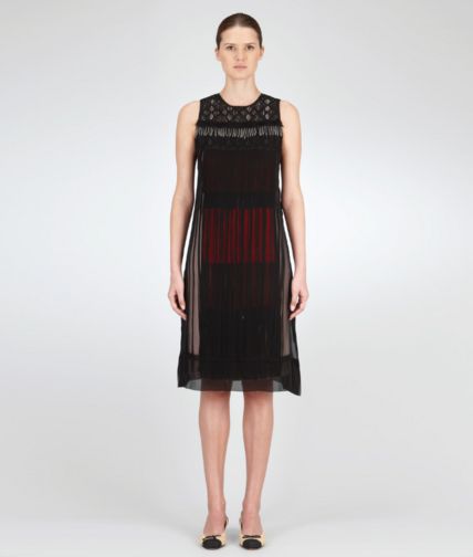 BOTTEGA VENETA - Multicolor Silk Frange Knitted Embroidered dress
