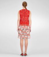 Bottega Veneta® Petale New Red Silk Graphic Fence Print Dress Bottega Veneta® Petale New Red Silk Graphic Fence Print Dress