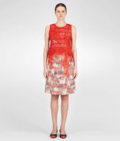Bottega Veneta® Petale New Red Silk Graphic Fence Print Dress Bottega Veneta® Petale New Red Silk Graphic Fence Print Dress