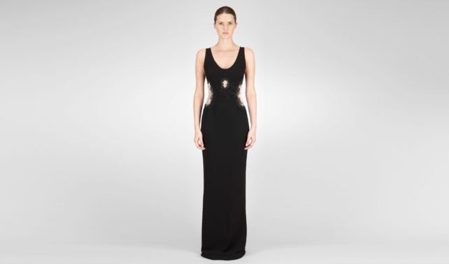 BOTTEGA VENETA - Kleid aus bestickter Spitze und Crepe Japponaise Nero Nude