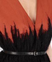 Bottega Veneta® BURNT RED NERO PALAZZO REFINE RAMIE COTTON MOHAIR EMBROIDERED DRESS Bottega Veneta® BURNT RED NERO PALAZZO REFINE RAMIE COTTON MOHAIR EMBROIDERED DRESS