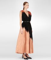 Bottega Veneta® BURNT RED NERO PALAZZO REFINE RAMIE COTTON MOHAIR EMBROIDERED DRESS Bottega Veneta® BURNT RED NERO PALAZZO REFINE RAMIE COTTON MOHAIR EMBROIDERED DRESS