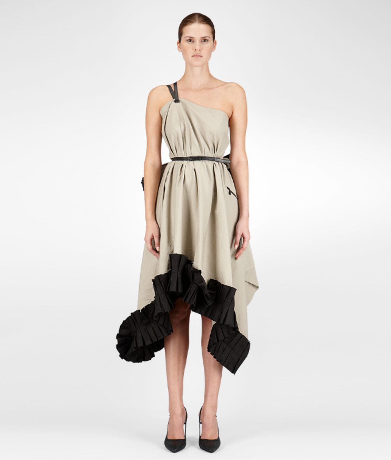 BOTTEGA VENETA - KLEID AUS SOMMERLICHER BAUMWOLLE SAND NERO