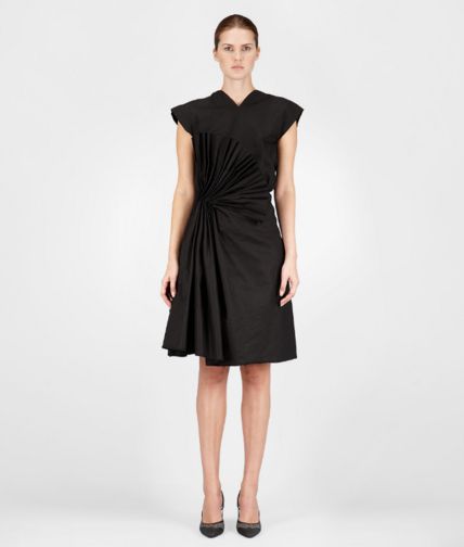 BOTTEGA VENETA - KLEID AUS VEREDELTER RAMIE-BAUMWOLLE NERO