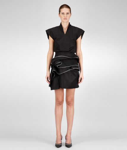 BOTTEGA VENETA - NERO ARDOISE REFINE RAMIE' COTTON COMPACT ORGANDY DRESS