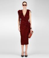 Bottega Veneta® BURNT RED COTTON JERSEY FRINGED DRESS Bottega Veneta® BURNT RED COTTON JERSEY FRINGED DRESS