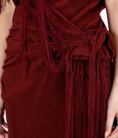 Bottega Veneta® BURNT RED COTTON JERSEY FRINGED DRESS Bottega Veneta® BURNT RED COTTON JERSEY FRINGED DRESS