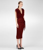 Bottega Veneta® BURNT RED COTTON JERSEY FRINGED DRESS Bottega Veneta® BURNT RED COTTON JERSEY FRINGED DRESS
