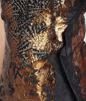Bottega Veneta® NEW DARK GREY BRONZE LAMINATED PRINT CLOQUET DRESS Bottega Veneta® NEW DARK GREY BRONZE LAMINATED PRINT CLOQUET DRESS