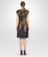 Bottega Veneta® NEW DARK GREY BRONZE LAMINATED PRINT CLOQUET DRESS Bottega Veneta® NEW DARK GREY BRONZE LAMINATED PRINT CLOQUET DRESS