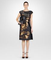 Bottega Veneta® NEW DARK GREY BRONZE LAMINATED PRINT CLOQUET DRESS Bottega Veneta® NEW DARK GREY BRONZE LAMINATED PRINT CLOQUET DRESS