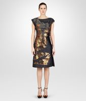 Bottega Veneta® NEW DARK GREY BRONZE LAMINATED PRINT CLOQUET DRESS Bottega Veneta® NEW DARK GREY BRONZE LAMINATED PRINT CLOQUET DRESS