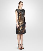 Bottega Veneta® NEW DARK GREY BRONZE LAMINATED PRINT CLOQUET DRESS Bottega Veneta® NEW DARK GREY BRONZE LAMINATED PRINT CLOQUET DRESS