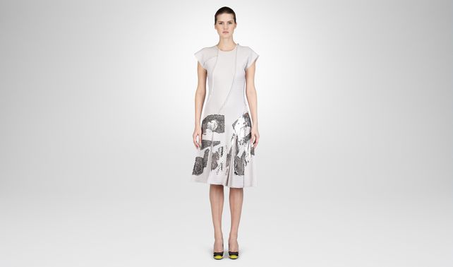 BOTTEGA VENETA - Mist Silver Jacquard Laminated Print Dress