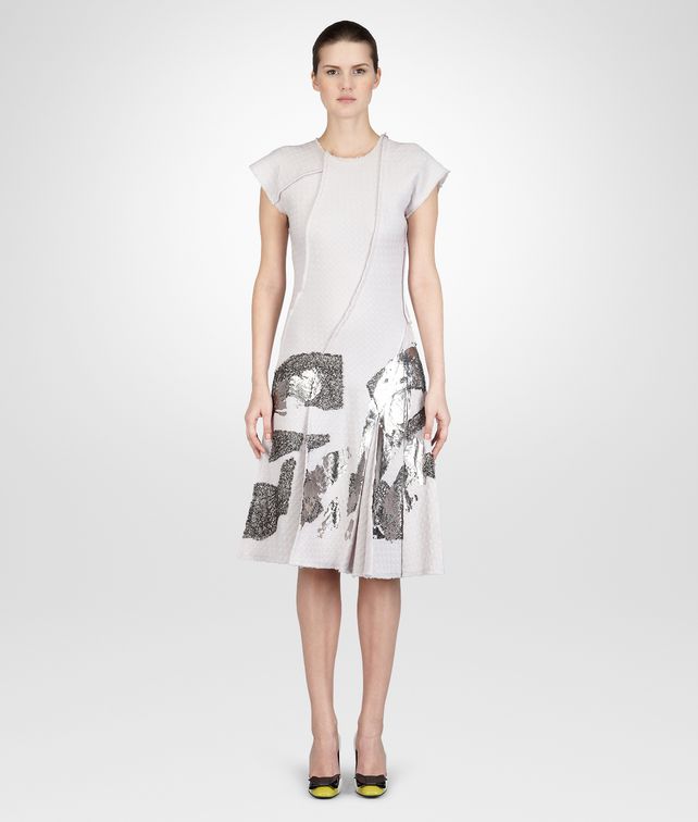 BOTTEGA VENETA Mist Silver Jacquard Laminated Print Dress Dress D fp