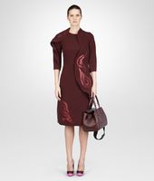 Bottega Veneta® AUBERGINE WASHED POLYESTER LEATHER EMBROIDERED DRESS Bottega Veneta® AUBERGINE WASHED POLYESTER LEATHER EMBROIDERED DRESS