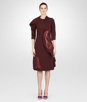 Bottega Veneta® AUBERGINE WASHED POLYESTER LEATHER EMBROIDERED DRESS Bottega Veneta® AUBERGINE WASHED POLYESTER LEATHER EMBROIDERED DRESS