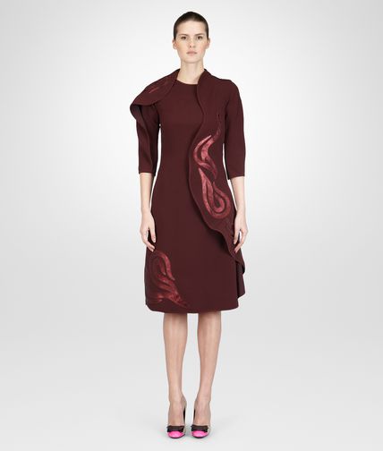 BOTTEGA VENETA - Aubergine Washed Polyester Leather Embroidered Dress