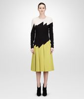 Bottega Veneta® TEINT NERO NEW CHARTREUSE CREPE JAPONAISE DRESS Bottega Veneta® TEINT NERO NEW CHARTREUSE CREPE JAPONAISE DRESS