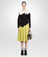 Bottega Veneta® TEINT NERO NEW CHARTREUSE CREPE JAPONAISE DRESS Bottega Veneta® TEINT NERO NEW CHARTREUSE CREPE JAPONAISE DRESS