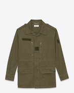 Parka militaire en gabardine de lin et coton kaki