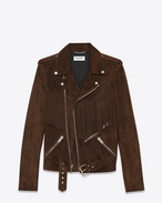 Giacca Motorcycle Fringed marrone in scamosciato