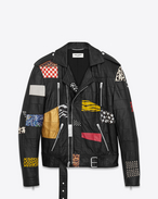 Patchwork Motorcycle Jacket in Black, Multicolor and Silver Leather 