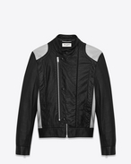 Band Collar Jacket in Black and Silver Leather
