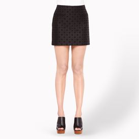 STELLA McCARTNEY, Mini, Black Bonded Brocade Tive Skirt