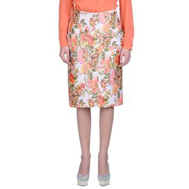STELLA McCARTNEY, Midi, Coral Floral Jacquard Panton Skirt