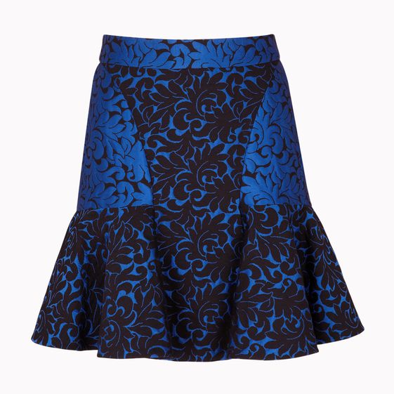 Stella McCartney, Cornflower Leaf Brocade Jacquard Patty Skirt