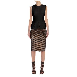 ALEXANDER MCQUEEN, Skirt, Honeycomb Lace Macramé Pencil Skirt