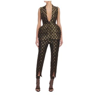 ALEXANDER MCQUEEN, Pants, Honeycomb Lace Slit Cropped Trousers
