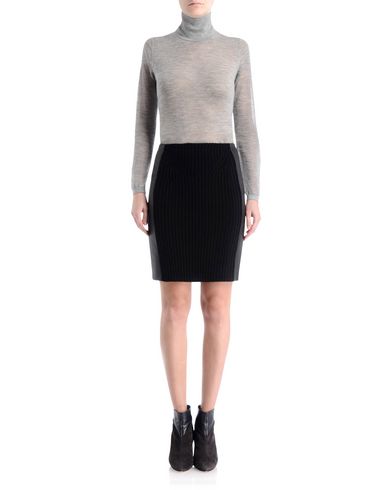 Cashmere Skirt With Leather Panels