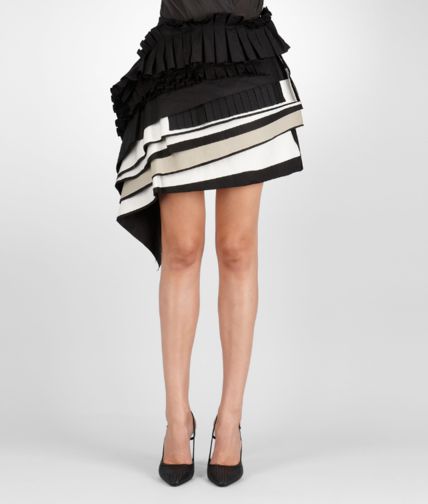 BOTTEGA VENETA - NERO SAND MIST REFINE RAMIE' COTTON SKIRT