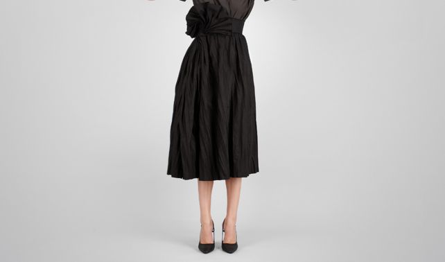 BOTTEGA VENETA - NERO REFINE RAMIE' COTTON SKIRT