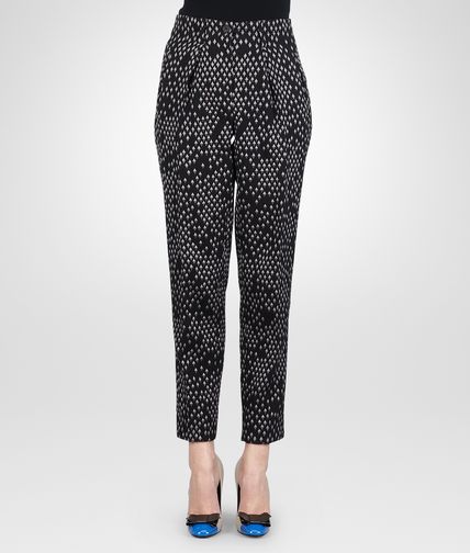 BOTTEGA VENETA - Nero New Light Grey Silk Cotton Jacquard Pant