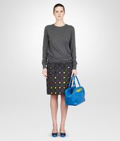 Bottega Veneta® DARK GREY MULTICOLOR METALLIC PLISSÈ EMBROIDERED SKIRT Bottega Veneta® DARK GREY MULTICOLOR METALLIC PLISSÈ EMBROIDERED SKIRT