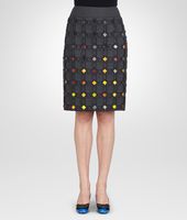Bottega Veneta® DARK GREY MULTICOLOR METALLIC PLISSÈ EMBROIDERED SKIRT Bottega Veneta® DARK GREY MULTICOLOR METALLIC PLISSÈ EMBROIDERED SKIRT