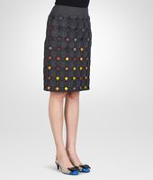 Bottega Veneta® DARK GREY MULTICOLOR METALLIC PLISSÈ EMBROIDERED SKIRT Bottega Veneta® DARK GREY MULTICOLOR METALLIC PLISSÈ EMBROIDERED SKIRT
