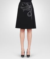 Bottega Veneta® Nero Technical Crepe Shiny Lambskin Skirt Bottega Veneta® Nero Technical Crepe Shiny Lambskin Skirt