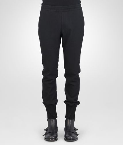 BOTTEGA VENETA - PANTALON NERO EN FLANELLE SOYEUSE LAVÉE