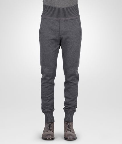BOTTEGA VENETA - PANTALON NEW DARK GREY EN MÉLANGE DE COTON BIOLOGIQUE, LAINE ET JERSEY
