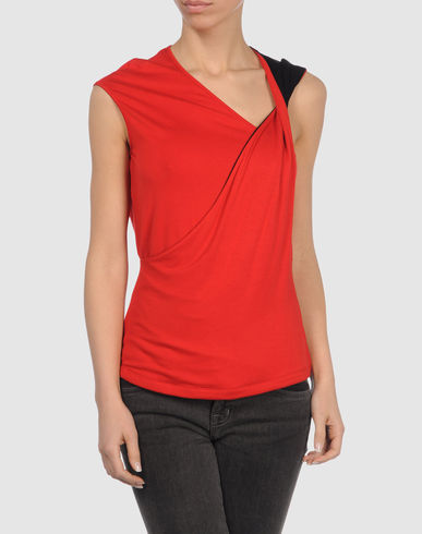AMAYA ARZUAGA Red Twist Shoulder Top from yoox.com