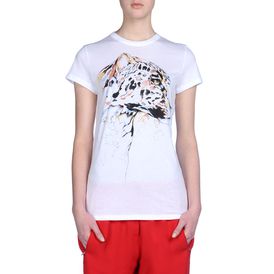 STELLA McCARTNEY, T-shirt, T-Shirt in Cotone Organic con Stampa Testa di Leopardo