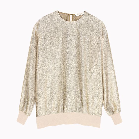 Stella McCartney, Goldfarbenes Top aus Georgette-Lurex