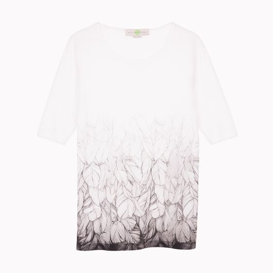 Stella McCartney, Weißes T-Shirt mit Laubmotiv